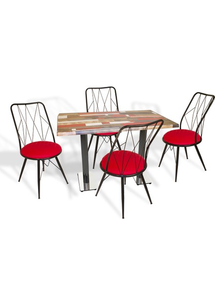 Karanfil Werzalit - Royal Mutfak Masa Takımı 80 x 120 cm - Red Wood Kırmızı