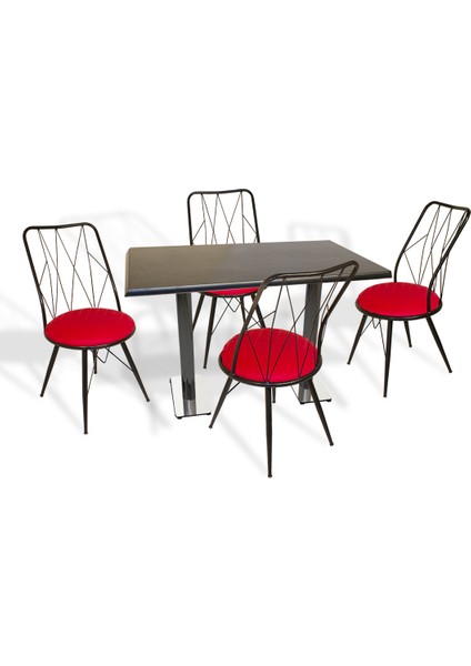 Karanfil Werzalit - Royal Mutfak Masa Takımı 80 x 120 cm - Siyah Kırmızı