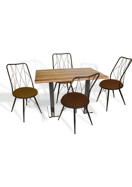 Karanfil Werzalit - Royal Mutfak Masa Takımı 80 x 120 cm - Indiana Wood Kahve