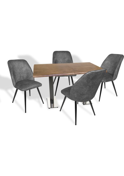 Karanfil Werzalit - Nilüfer Mutfak Masa Takımı 70 x 120 cm - Antik Dark Füme