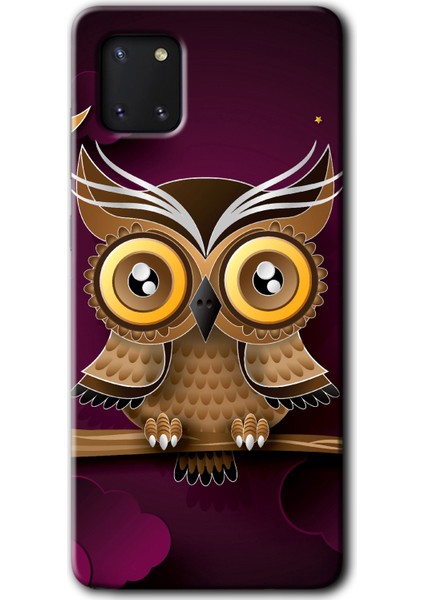 Samsung Galaxy Note 10 Lite Kılıf Hd Desen Baskılı Arka Kapak + Temperli Cam - Owl Bird Branch