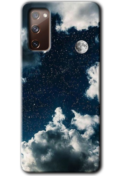 Samsung Galaxy S20 Fe Kılıf Hd Desen Baskılı Arka Kapak + Temperli Cam - Gece Gökyüzü