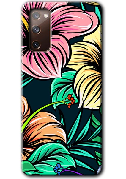 Samsung Galaxy S20 Fe Kılıf Hd Desen Baskılı Arka Kapak + Temperli Cam - Çizim Çiçekler