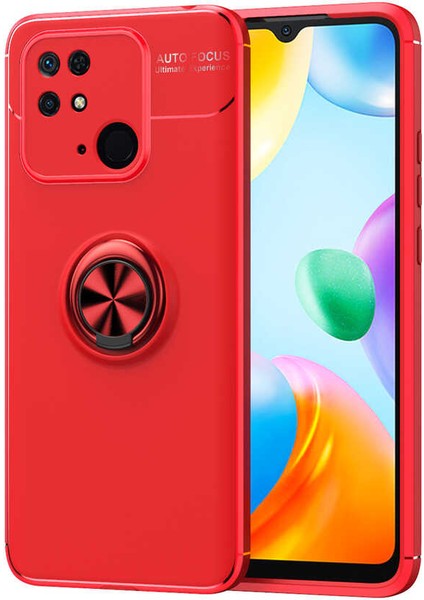 Caseworld Xiaomi Poco C40 Kılıf Renkli Yüzüklü Manyetik Silikon Kapak Kırmızı - Kırmızı