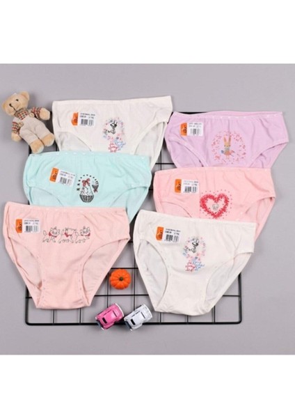 Kız Çocuk Likralı Baskılı Bikini Külot 351 - 6 Adet