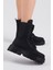 Kadın Siyah Cilt Desenli Rahat Kalıp Bağcıklı Bot 5
