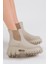 Kadın Krem Cilt Lastikli Bot 2023 Modası Rahat Kalıp ve Kaymaz Taban 2