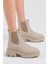 Kadın Krem Cilt Lastikli Bot 2023 Modası Rahat Kalıp ve Kaymaz Taban 3