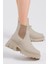 Kadın Krem Cilt Lastikli Bot 2023 Modası Rahat Kalıp ve Kaymaz Taban 4
