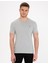 Açık Gri Melanj Slim Fit Bisiklet Yaka Basic T-Shirt 1