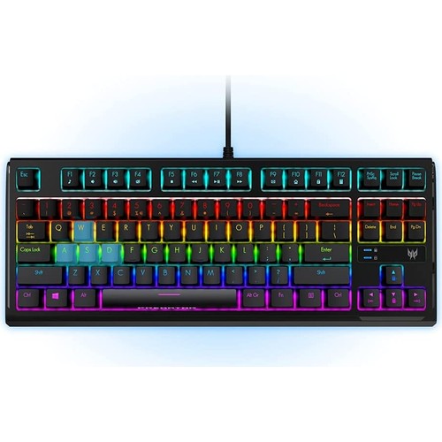 Acer Predator Aethon 301 Tkl Gaming Keyboard - Gateron Blue Switches 6 Zone Backlit LED Color Keys 7 Level Brightness 8 Preset Ligh Ting Modes