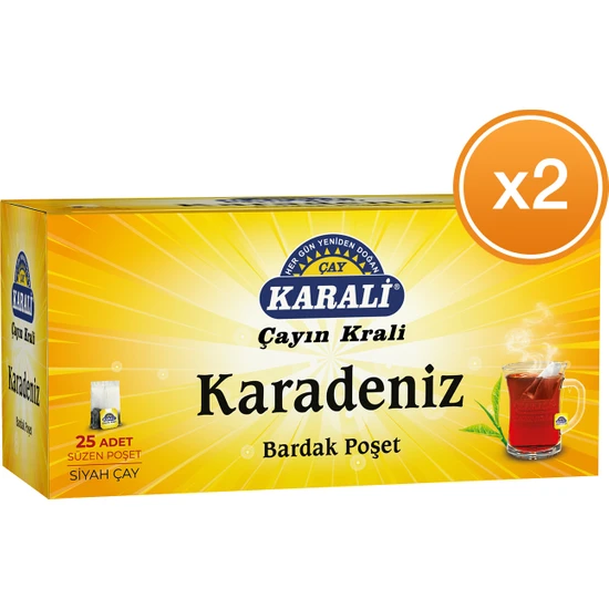 Karali Çay Karadeniz Bardak Poşet Çay 25'li x 2 Paket