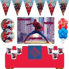 Parti Furyası Örümcek Adam Doğum Günü Konsepti 24 Kişilik 70X100 cm Afişli Spiderman Doğum Günü Seti