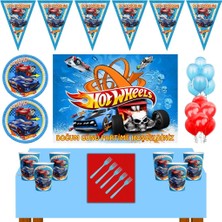Parti Furyası Hot Wheels Doğum Günü  16 Kişilik 70X100 cm Afişli Hot Wheels  Parti Malzemeleri Seti