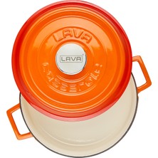 Lava Döküm Çok Amaçlı Yayvan Tencere (Ø)24 Cm. Iç Krem, Turuncu