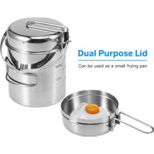 Three Beans 1l Kamp Pot Set Paslanmaz Çelik Pişirme Su Isıtıcısı Seti (Yurt Dışından)