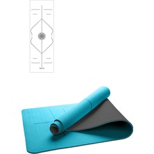 Gymo Hizalamalı 6mm Tpe Yoga Matı Pilates Minderi Mavi Siyah