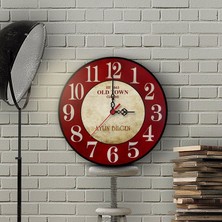 BK Kişiye Özel Old Town Tasarımlı Vintage Ahşap Duvar Saati (30 Cm.) - 6