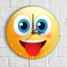 BK Kişiye Özel Emoji Tasarımlı Ahşap Duvar Saati (30 Cm.) - 8