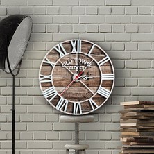 BK Kişiye Özel Old Town Tasarımlı Ahşap Vintage Duvar Saati (30 Cm.) - 9