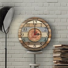 BK Kişiye Özel Old Town Tasarımlı Vintage Ahşap Duvar Saati (30 Cm.) - 7
