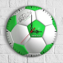 BK Kişiye Özel Cristiano Ronaldo Imzalı Futbol Topu Tasarımlı Ahşap Duvar Saati (30 Cm.) - 2