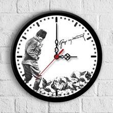 BK Kişiye Özel Atatürk Tasarımlı Ahşap Duvar Saati (30 Cm.) - 4
