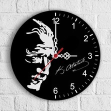 BK Kişiye Özel Atatürk Tasarımlı Ahşap Duvar Saati (30 Cm.) - 2