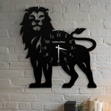 BK Kişiye Özel Aslan Figürlü Isimli Ahşap Duvar Saati - 1