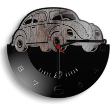 BK Kişiye Özel Retro Beetle Tasarımlı Ahşap Duvar Saati (Model 3-2)