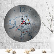 BK Kişiye Özel 23 Nisan Tasarımlı Ahşap Duvar Saati (30 Cm.) - 5