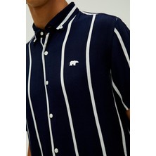 Bad Bear 21.01.30.015 Sergıo Cızgılı Ayı Nakıs Kısa Kol Gomlek Lacivert-Xl