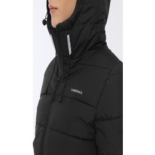 Lumberjack SN31 Apreskı Coat Kapsonlu Gogsu Yazılı 2 Cep Sısme Mont Siyah-S