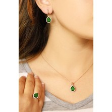 Doğan Silver Doğan Silverkadın Zümrüt ve Zirkon Taşlı Gümüş Set