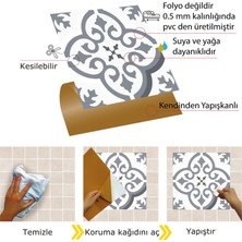 Tink Kendinden Yapışkanlı Banyo Mutfak Kaplama Geometrik 09 Desenli Pvc Karo 30X30 cm (11 Adet) 1 M2