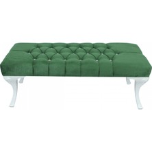 İndirim Çadırı Vinda Kaptioneli Ayakucu Bench Puf 90 cm Yeşil- Taş Düğmeli