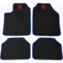 Mamipas Universal Oto Paspas Mavi Overlok Kenar Kurt  Börü Nakış  Arma