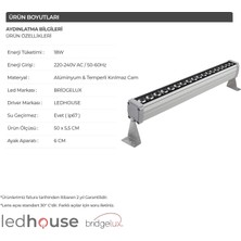 Ledhouse 50 cm Wallwasher 18 LED Duvar Boyama LED Aydınlatma Sıva Üstü Dış Cephe (Sıvaüstü)