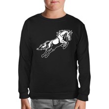 Lord T-Shirt Hayvan - At Nal Siyah Çocuk Sweatshirt