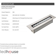 Ledhouse 30 cm Wallwasher 9 LED Duvar Boyama LED Aydınlatma Sıva Altı Dış Cephe (Sıvaaltı)