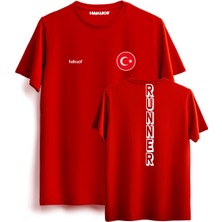 Hakuof Atletizm Türkiye Kısa Kol Tişört Erkek Kırmızı Renk Bisiklet Yaka Esnek Kumaş
