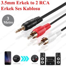 BK Teknoloji 3.5 mm Erkek To 2rca Erkek Altın Kaplama Ses Kablosu - 3 Metre