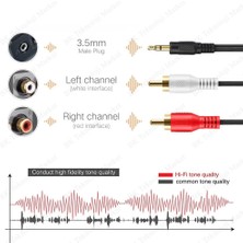 BK Teknoloji 3.5 mm Erkek To 2rca Erkek Altın Kaplama Ses Kablosu - 3 Metre