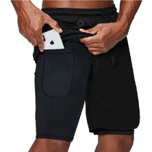 Mooly Unisex Koşu ve Antrenman Sporcu Şortu - Xxl Beden Siyah