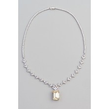 So CHIC Light Yellow Canary Taşlı 18 Ayar Beyaz Altın Kaplama 45 Cm Gümüş Baget Gerdanlık