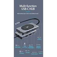 Daytona Ww-9 Macbook Uyumlu Type-C To USB 3.0 4K HDMI Gigabit Ethernet RJ45 VGA Sd Tf Kart Pd Aux 9 Port Çevirici Hub Adaptör