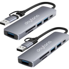 Daytona HC-13FL Macbook Uyumlu Type C & USB To 2*usb Sd / Tf Pd 5 Port Çevirici Hub Adaptör