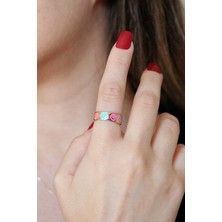 Argentum Concept 925 Ayar Gümüş Renkli Gülen Yüz Figürlü Rose Yüzük - Y024601