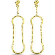 Argentum Concept Altın Kaplamalı 925 Ayar Gümüş Zincirli Küpe - K091301