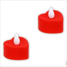 Süsle Bebek ve Parti LED Işıklı Pilli Tealight Kalp Mum, 4X2CM Sarı Işık - 2 Adet